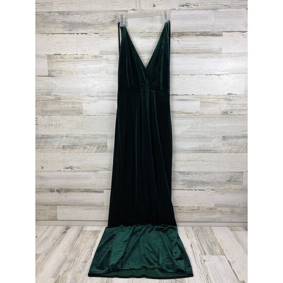 Tobi Women’s Petite S Hunter Green Strapless Velvet Maxi Dress Formal Prom NWT - Picture 1 of 5